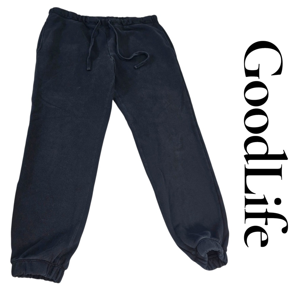 Goodlife Sweatpants Mens L Black 100% Cotton Joggers Made in USA Classic Luxe